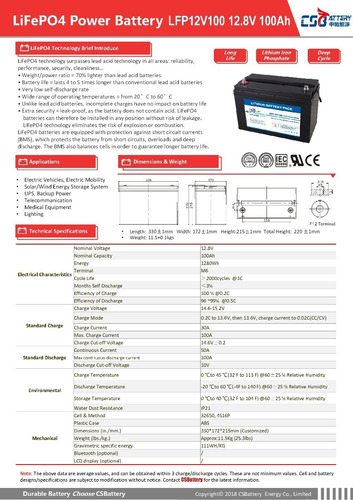 Imagen 2 de 3 de Baterias De Litio Lifepo4 100ah/96ah 12.8v 3500 Ciclos 80%