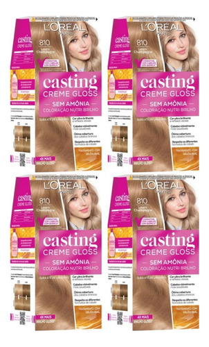 Coloraçao Casting Gloss 810 Louro Perola - Kit Com 4un