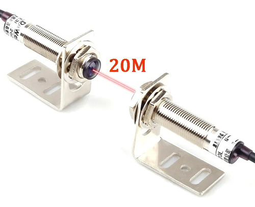 Sensor Interruptor Laser 20mt Alarma Pnp Norm. Abierto M12
