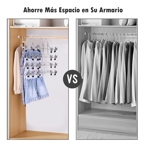 3pzs Percha Gancho Para Ropa Falda De 4 Niveles Con Clips
