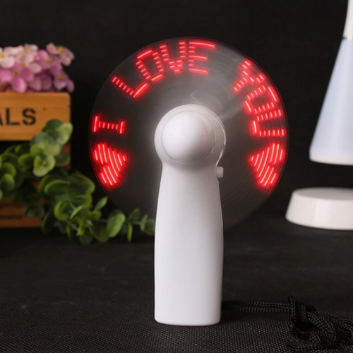 Ventilador Portátil Recargable Frase I Love You Con Luz Led