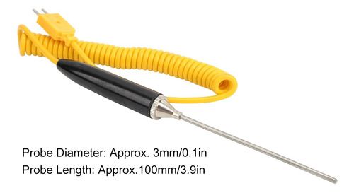 Imagen 9 de 10 de Temperatura Portátil De La Sonda De Termopar Tipo K De 3x100