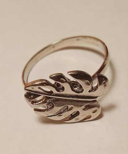 Imagen 2 de 8 de 6x Anillos Servilleteros Hoja Plata Premium 4.5cm Monstrera