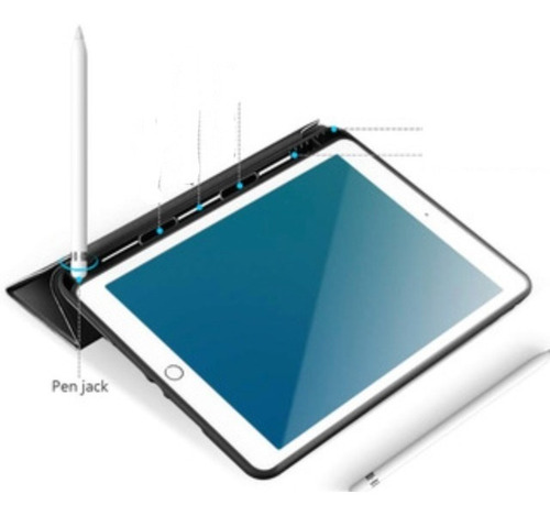 Imagem 3 de 5 de Capa Smartcase Para iPad Air 4 10.9 C/ Suporte Pencil Azul