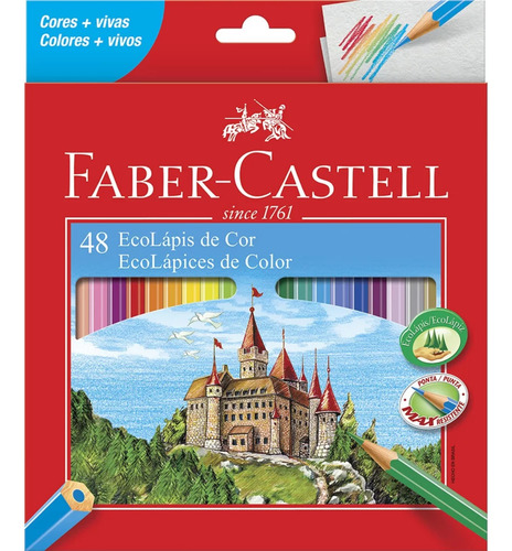 Lápis De Cor Faber-castell 48 Cores Vivas Formato Sextavado