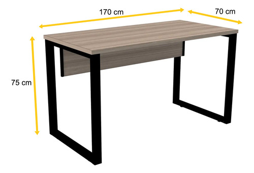 Mesa P/ Escritório 170x70 Pandin P25tub - Naturalle/preto Naturalle/preto