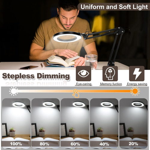 Lupa 10x Con Luz Led Y Soporte Regulable Para Escritorio