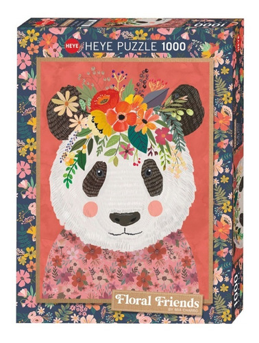 29954 Floral Friends Panda Mimoso Rompecabezas Heye 1000 Pza