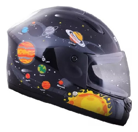 Casco Moto Integral Niños Edge Kids Explore Space Bicicleta 