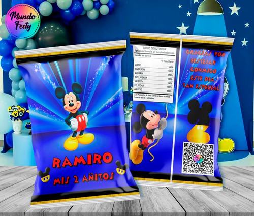 Bolsitas Chip Bag Mickey Mouse - Cotillón Personalizado X10