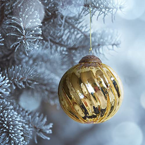 Juego De 4 Adornos Dorados De Vidrio Para Árbol De Navidad