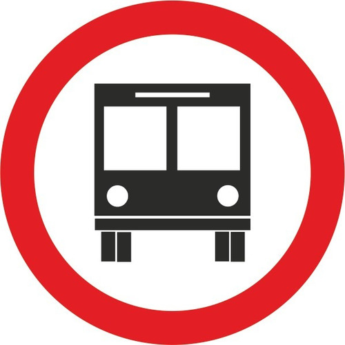 Placa De Transito 50x50cm R-38 Proibido Trânsito De Ônibus