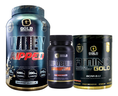 Whey Ripped + Lipo Burn + Amino Gold. Gold Nutrition. Outlet