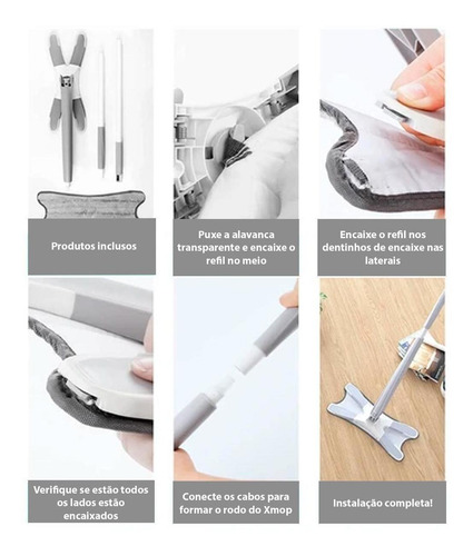 Mop Limpeza Xmop Com Esfregão De Microfibra Piso Laminado