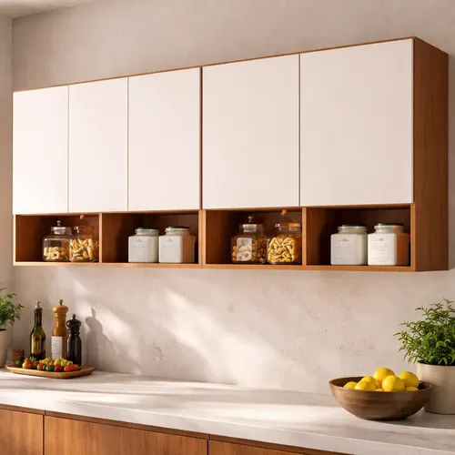 Armario Multiuso Suspenso De 6 Portas Para Cozinha Ou Sala Nature/off