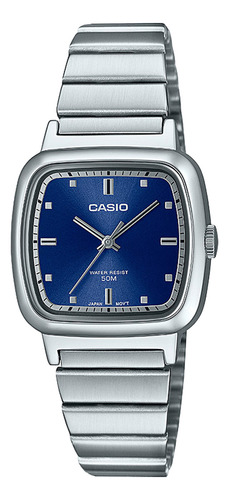 Reloj Mujer Casio Ltp-b140d-2avdf Core Ladies Color De La Correa Plateado Color Del Bisel Azul Color Del Fondo Plateado