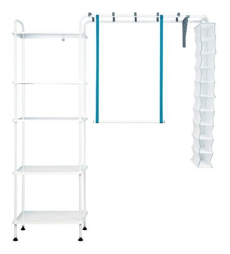 Imagen 4 de 8 de Closet Konekte Blanco Expandible 5 Repisas Metal Y Zapatera