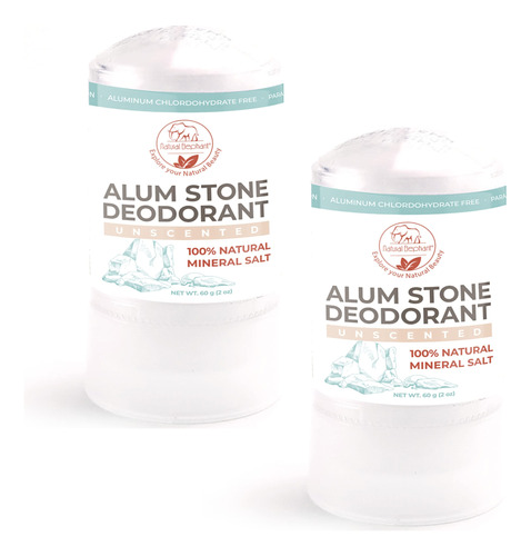 Natural Elephant Alum Stone - Desodorante En Barra De 2.12 O