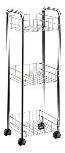 Organizador Multiuso Cromado Prateleira Com Rodinhas Armário