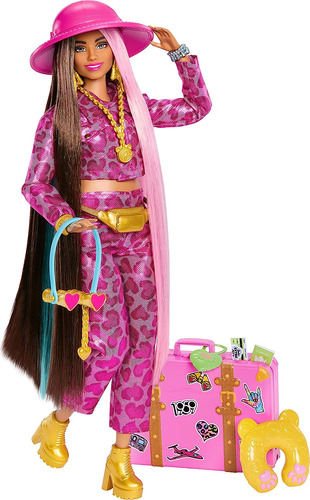 Barbie Muñeca Con Moda Safari Traje Rosa Con Estampado