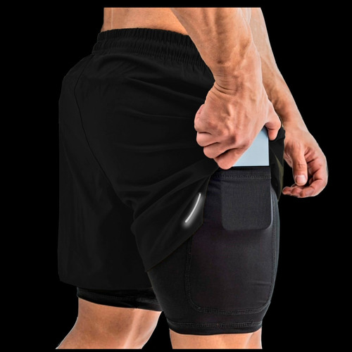Imagen 3 de 4 de Shorts Con Calza Gdo Workout Ciclista Running Reflectivo Gym