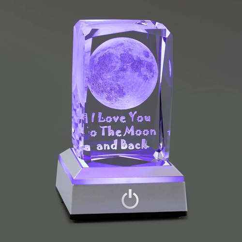Luz Nocturna Hochance 3d Moon Crystal Multicolor I Love You