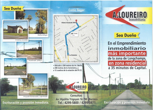 Importante Loteo En Longchamps A 200 Mts De Av. Berlin.!!