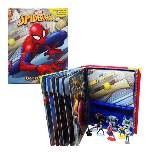 Libro De Cuento Spiderman C/10 Mini Figuras Diverti Libros 