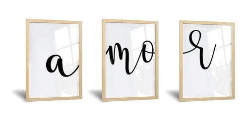 Cuadros Minimalistas - Triptico Amor - 50x70 Cm  Cal Premium