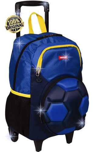 Mochila Infantil Rodinha Futebol Escolar Impermeável Sestini