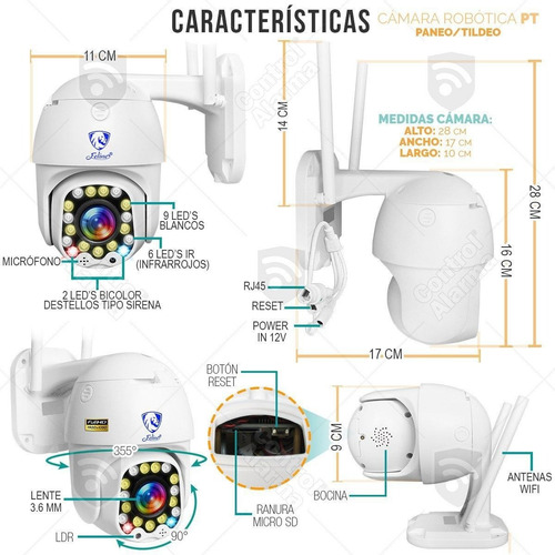 Imagen 10 de 10 de Camara Wifi Exterior Fhd Domo Zoom Nube Video Seguridad App