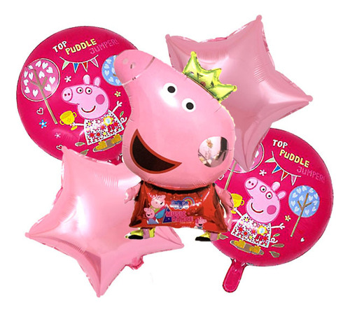 Set 5 Globos Metalizados Peppa Pig Set Cumpleaños Peppa Pig 