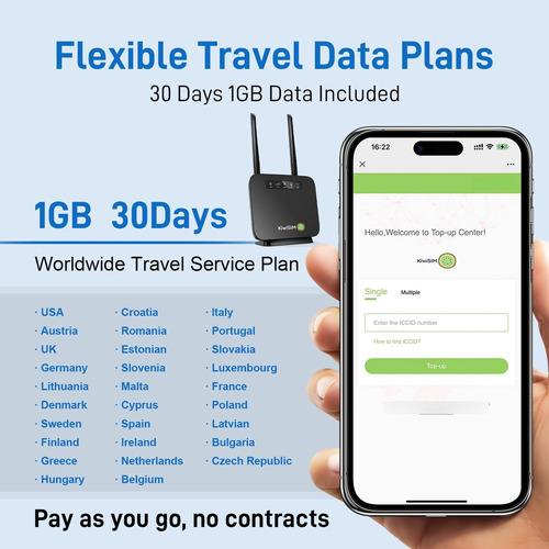 Enrutador Wifi 4g Lte Portátil Con Tarjeta De Datos 1 Gb Y B
