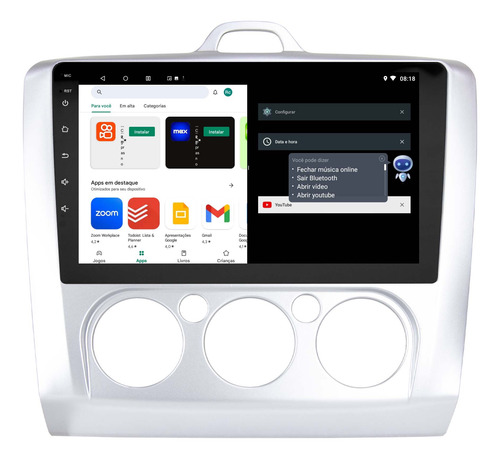 Multimidia Focus 08/13 9p Android 14.0 2gb Voz Carplay Qled