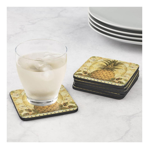 Pempernel Golden Coasters Juego De 6, 4 X 4, Respaldo De De