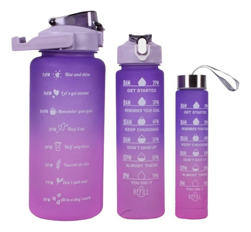 Kit X3 Unidades Botellas 2l 900ml Y 300ml Squeze 