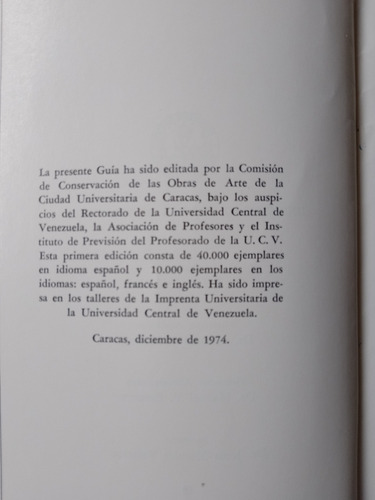 Guía Obras Ciudad Universitaria De Caracas, 1974