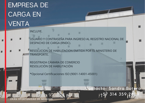 Venta De Empresa De Transporte De Carga Lista Para Operar