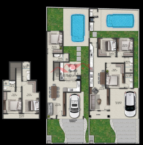 Imagem 7 de 10 de Casa Alto Padrão 2 Suítes + 1 Quarto, Com Piscina Em Bosque Da Mata-tijucas - 594