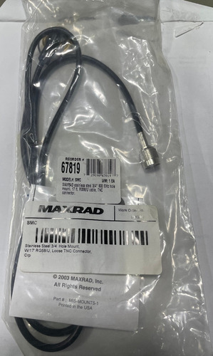 Base Movil P/ Perforar Con Cable Rg58 Y Conector Tnc Maxrad