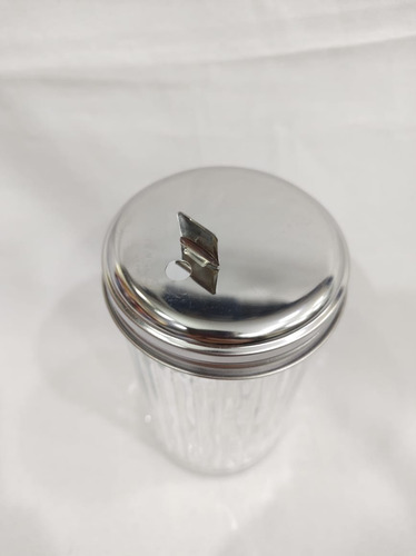 Imagen 3 de 4 de Azucarera De Vidrio, C/ Tapa De Acero Inox. Retro/vintage