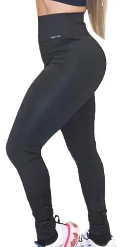 Calça Legging Preta Feminina Original Tecido Grosso Cós Alto