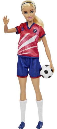 Barbie Muñeca Futbolista Rubia, Uniforme Número 9 W.