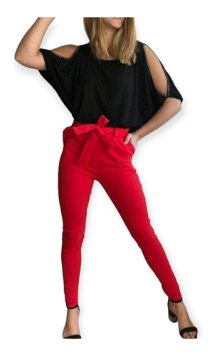 Pantalon Con Lazo Chupin Varios Colores Vestir Bengalina