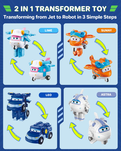Pacote De 15 Transformadores Toy Super Wings Com Rodas Móvei