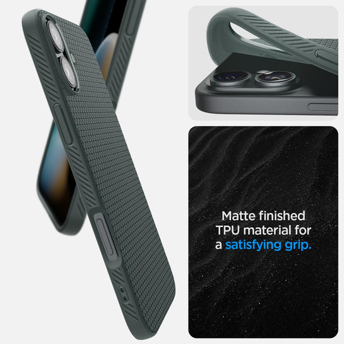Funda Spigen Liquid Air Para iPhone 16, Color Verde Abismo