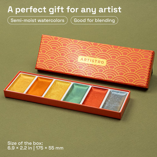 Juego De Pintura Acuarela Metálica Profesional 6 Colores Metálico