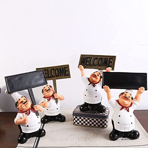 Estatua Chef Resina Pizarra Negra Escritura Cocina Francés C