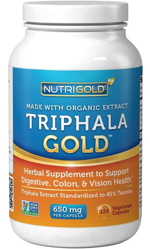 Triphala Gold 650 Mg Nutrigold 120 Capsulas Vegetarianas