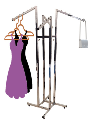 Rack Exhibidor P/ropa Con 4 Brazos Ajustable Cromado